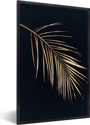 Produktbild von MuchoWow® Gerahmtes Poster Pflanzen - Gold - Schwarz - Blätter - Luxus 40x60 cm - Poster mit Schwarzem Bilderrahmen Wandposter Rahmen Foto Bilder