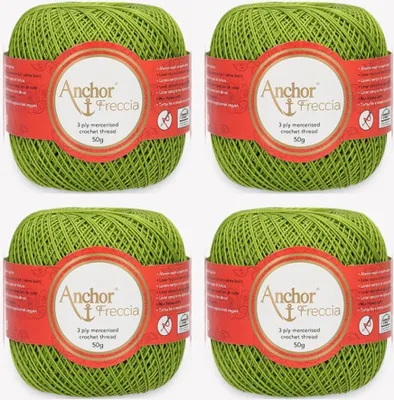 Image de 4 pelotes d'Anchor Freccia 12 – Fil de coton fin pour le crochet en filigrane (couleur 00255)