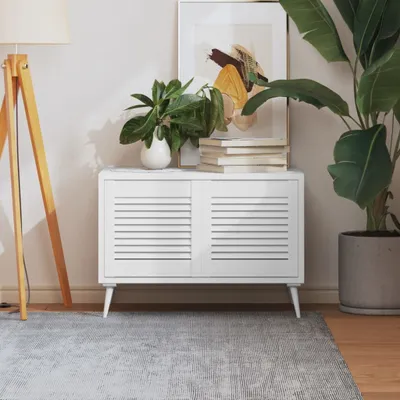 Obrázek produktu pro The Living Store Dveře skříně s lamelovým designem 2 ks bílé 39,5x39,4 cm masiv