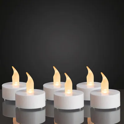 Produktbild von LED Teelicht gelb Kerze 6er Set Deko Imitat flackernd flammenlose Kerze Batterie