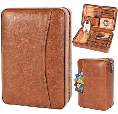 Imagen del producto de Elzusha: Humidor de cuero para cigarros, con capacidad para 6 cigarros