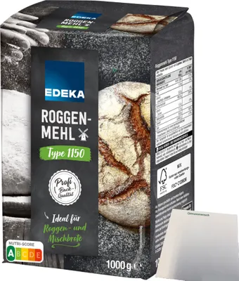 Produktbild von Edeka Roggenmehl Type 1150 ideal für Roggen und Mischbrote (1kg Packung) + usy Block