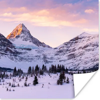 Produktbild von MuchoWow® Poster Winterlandschaft im Banff National Park in Nordamerika 100x100 cm - Babyzimmer