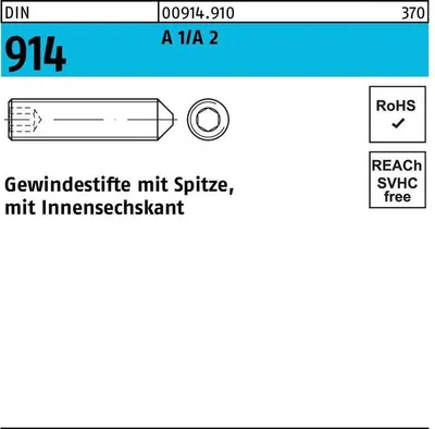 Produktbild von Reyher  Gewindestifte DIN 914 A 1/A2 M 2,5x6 A 1/A2 (500 Stück)