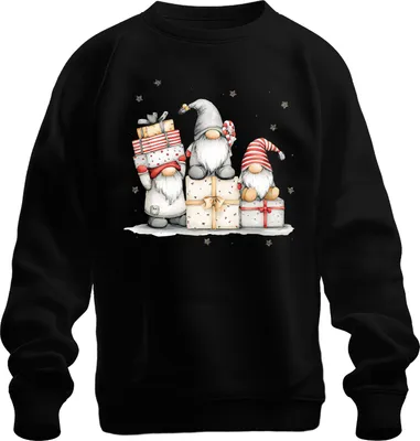 Produktbild von Weihnachtswichtel Geschenke Zuckerstange Sterne Niedlich Retro Uni Sweatshirt Pullover, Schwarz, XL