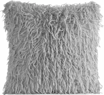 Immagine prodotto di EUROFIRANY | Copricuscino - 45 x 45 cm - copricuscino decorativo in argento - finta pelliccia