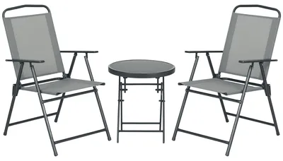 Produktbild von Outsunny Sitzgruppe 3tlg., Klappbares Balkonmöbel-Set inkl. 1 Tisch, 2 Stühlen