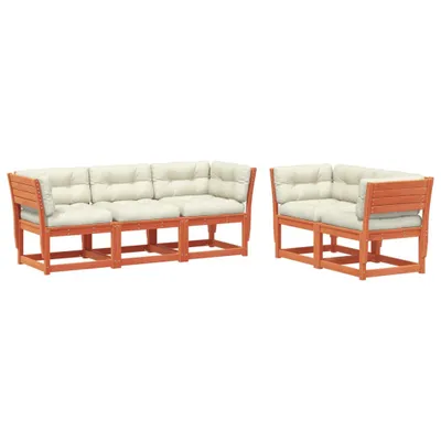 Produktbild von 5-tlg. Garten-Sofagarnitur mit Kissen Wachsbraun Kiefernholz
