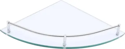Image de Étagère d'angle pour salle de bain, en verre - Fixation murale - Verre de sécurité de 6 mm - Installation facile - Support en acier - Transparent
