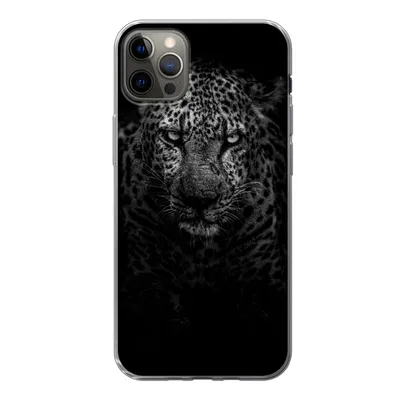 Produktbild von MuchoWow® Handyhülle Schutzhülle Hülle für iPhone 12 Pro Max Leopard - Schwarz - Weiß Silikon Softcase Handy Hülle - Hartschale