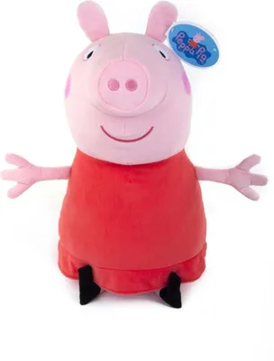 A plush toy of Peppa Pig.