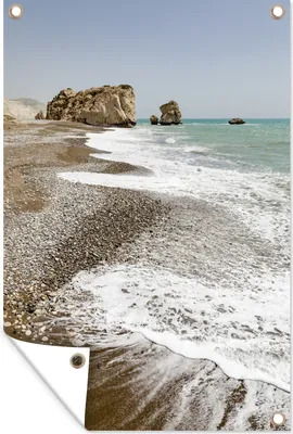 Produktbild von MuchoWow® 40x60 cm Outdoor-Poster Gartendeko Sichtschutz Garten Poster für den Garten  Wellen spülen an den Strand von Zypern