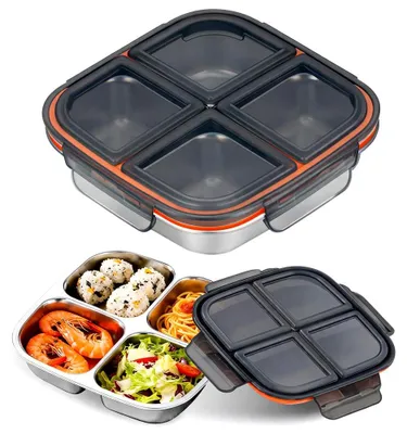 Snackbox mit Fächern, Edelstahl, 2 Stück, 600 ml, auslaufsicher
