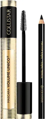 A product shot of a mascara and an eyeliner pencil.
