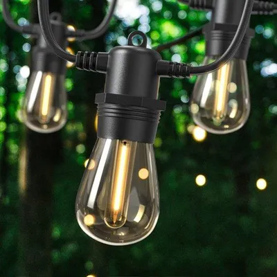 Produktbild von Exxen 31M/102FT Außenleuchtkette, GlobaLink IP65 wasserdicht LED-Lichtketten mit 30+2 S14 LED-Lampen, außenleuchte für Garten, Party, Balkon, Außenbeleuchtung, warmweiß