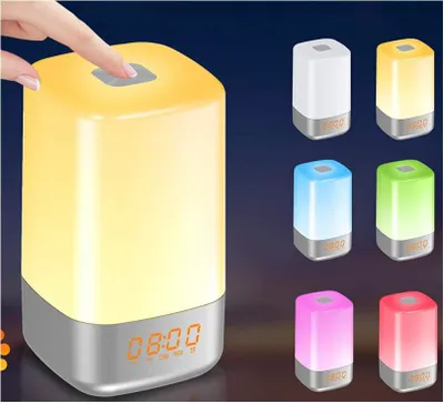 Produktbild von 360 ° Tageslichtwecker Wake Up Licht, RGB tragbar Lichtwecker, Touchdisplay, 5 Naturgeräuschen, Sonnenaufgang Sonnenaufgangssimulation Nachttischlampe