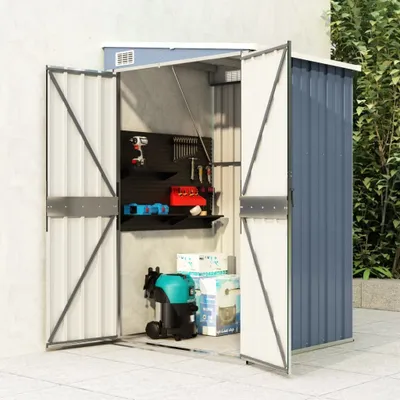 Produktbild von vidaXL Anbauschuppen Grau 118x100x178 cm Verzinkter Stahl