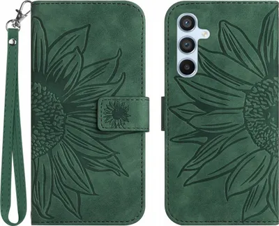 Produktbild von Samsung Galaxy A17 Hülle - Coverup Sonnenblume Klapphülle mit Schlüsselband - Grün