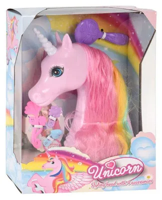 Produktbild von Einhorngesicht Stylingkopf Spielzeug mit Zubehör - Puppenkopf für Kinder