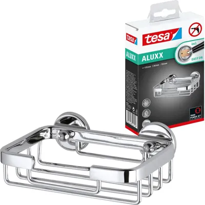 Produktbild von tesa Seifenkorb Aluxx zum Kleben viereckig 1 Ablage verchromt 14 cm