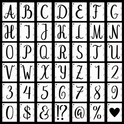 Produktbild von Buchstabenschablonen - 42-teiliges Set mit Zahlen und Alphabet - Wiederverwendbare Vorlagen zum Bemalen von Holz Wänden Stoff Steinen und Kreidetafeln - 5 Zoll