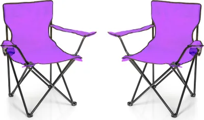 Produktbild von BigDean 2X Faltstuhl LILA Campingstuhl Anglerstuhl mit Getränkehalter & Tragetasche - Anglersessel klappbar - Klappstuhl Gartenstuhl Faltstuhl