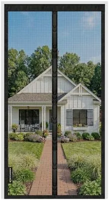 Produktbild von MYCARBON Fiberglas Fliegengitter Balkontür gegen Katzenkratzer, Reißfest & Langlebig, Flammhemmendes Insektenschutz Tür 90x210cm mit 3,8cm Klettband für Terrassentür & Kellertür, Schwarz