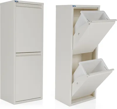 Produktbild von Bristol Mülleimer Mülltrenner Abfalleimer aus Metall 2-türig 2x15L Weiß