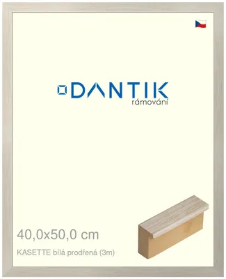 Obrázek produktu pro DANTIK rámeček 40x50 | KASSETTE bílá prodřená (Plexi Čiré)