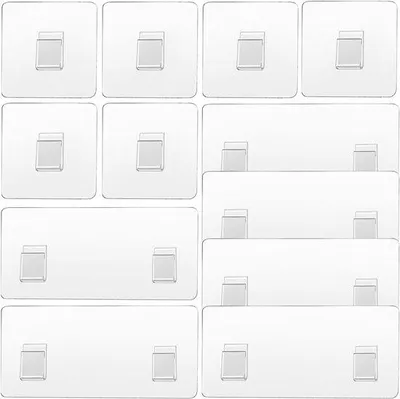 Produktbild von Famanu Selbstklebende Haken für Duschcaddy - Set von 12, transparent, bohrfrei und wasserfest