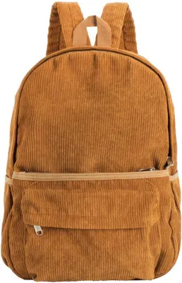 Zdjęcie produktu dla Torba podróżna z kordu dla dziewczynek, plecak na co dzień, torba na książki, torba na laptopa, styl casual, brązowa