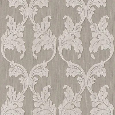 Immagine prodotto di Carta da parati tessile con motivo barocco Profhome 956286-GU goffrato grigio opaco beige 5,33 m2