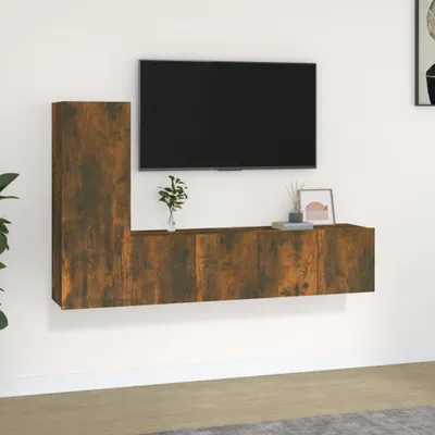 Produktbild von 3-tlg. TV-Schrank-Set Räuchereiche Holzwerkstoff , TV-Schränke Design 2024