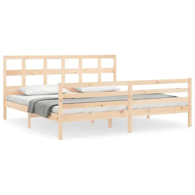 Image de vidaXL Lit en bois massif avec tête de lit 200x200 cm