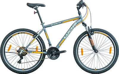Produktbild von Luchs "KaKu" Mountainbike für Jungen, 26 Zoll, mit Gabelfederung ab 150cm MTB Fahrrad mit 21-Gang Shimano Schaltung Silber/Orange