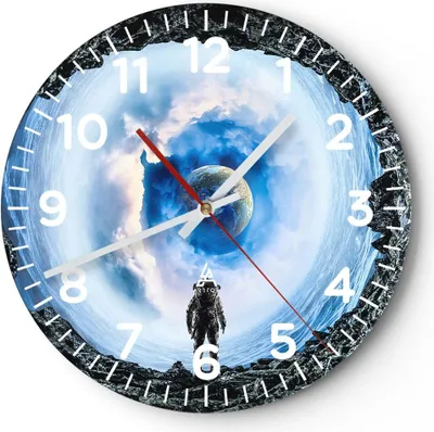 Produktbild von Wanduhr - Rund - Glasuhr - Kosmos Planet - 30x30cm - Schleichendes Uhrwerk - Lautlos - zum Aufhängen bereit - Dekoration Modern - Wanddekoration aus Glas - C4AR30x30-4025