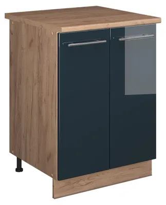Zdjęcie produktu dla Szafka pod zlew Vicco Fame-Line Ciemnoniebieski wysoki połysk/Dąb goldkraft 60 cm, Model 65243