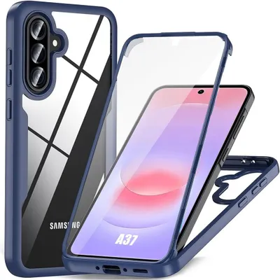 Image de Coque pour Samsung Galaxy A37 5G, Intégrale Avant TPU Souple et Arrière PC Rigide - Bleu Marine