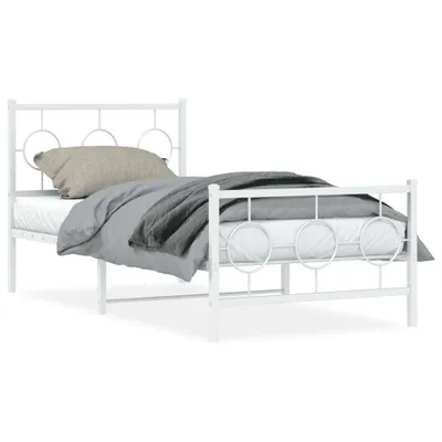 Produktbild von vidaXL Bettgestell mit Kopf- und Fußteil Metall Weiß 90x190 cm