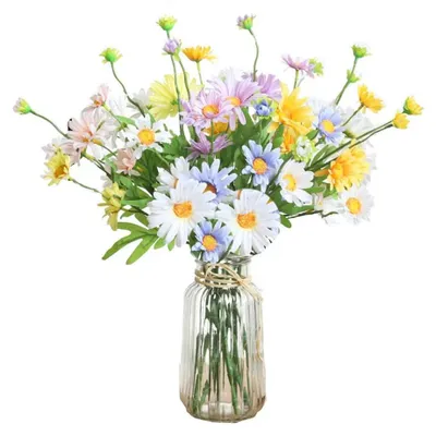 Immagine prodotto di Fiori artificiali, confezione da 6 pezzi - Margherita artificiali - Resistenti ai raggi UV - Adatti per interni ed esterni - Centrotavola - Lunghezza 52 cm - Fiori finti