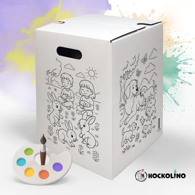 Produktbild von Hockolino | Ausmalhocker Haustiere | DIY Sitzhocker für Kinder | 30×30×42 cm | bis 150 kg | ohne Klebeband