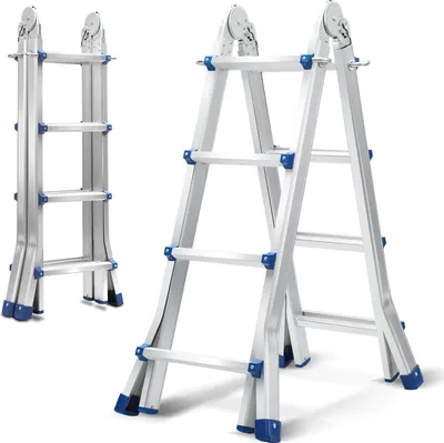 Produktbild von Clanmacy Mehrzweckleiter 4x4 Alu Multifunktionsleiter Teleskopleiter 402cm Silber bis 150kg