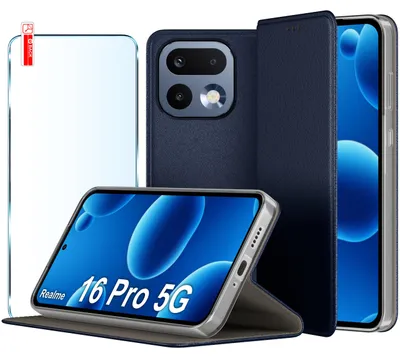 Zdjęcie produktu dla Etui Skórzane Zamykane Magnetyczne Case Do Realme 16 Pro 5G + Szkło 9H