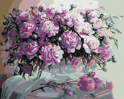 Produktbild von Diamondi - Diamond painting - LILA PFINGSTROSEN, 40X50 cm, mit Keilrahmen (bereits gespannt)