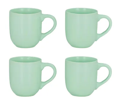 Produktbild von 4er Set Steingut Tassen 300ml Pastellgrün Grün Kaffeetasse Kaffeebecher Design Küchengeschirr Heißgetränke Kaffeepott