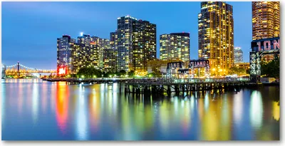 Produktbild von Tulup® Glas-Bild - 100x50 -Wandkunst - Wandbild hinter gehärtetem Sicherheitsglas  - Sehenswürdigkeiten & Architektur - New York bei Nacht - Mehrfarbig