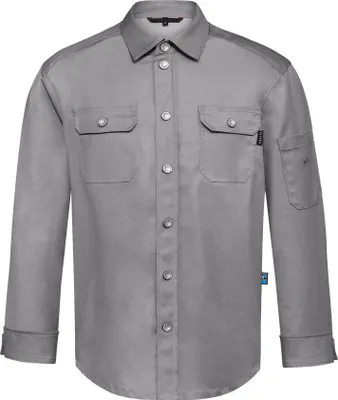 Produktbild von Greiff GASTRO MODA Herren Cuisine Kochjacke Jeanshemdstyle Kentkragen Druckknöpfe Regular Fit Baumwollmix Stretch ® Denimlook Grau L