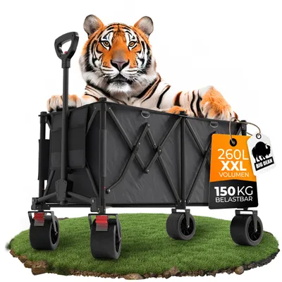 Produktbild von BigDean XXL Bollerwagen faltbar 260L 150kg belastbar robuster Bollerwagen für jedes Gelände