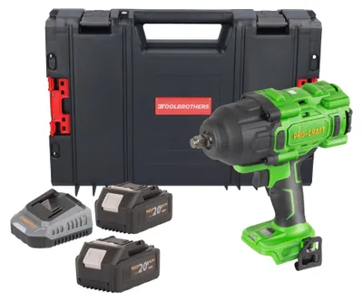 Produktbild von Procraft PWA80bb Akku Schlagschrauber 20 V 1600 Nm 1/2" Brushless + 2x Akku 4,0 Ah + Ladegerät + RHINO Toolcase