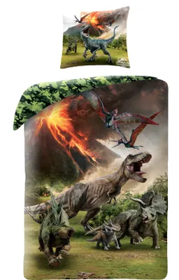Produktbild von Jurassic World Bettwäsche 80x80 + 135x200 cm · Dino / Dinosaurier Kinder-Bettwäsche - 100% Baumwolle